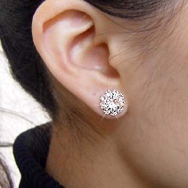 sunflower pattern rhinestone ear stud material is metal