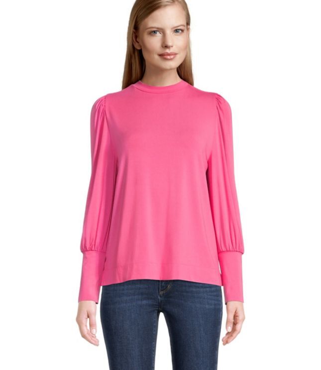 BALLOON SLEEVE MOCK NECK TEE