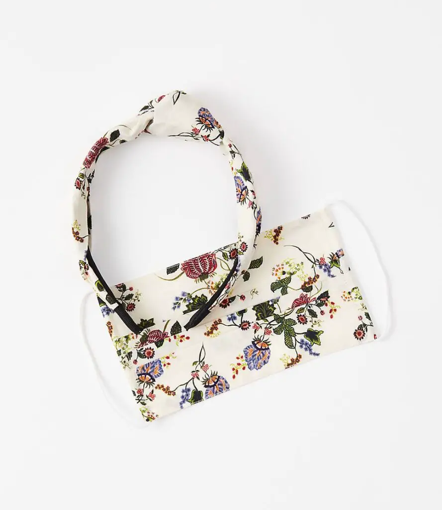FLORAL TOP KNOT HEADBAND AND GENERAL PURPOSE MASK SET