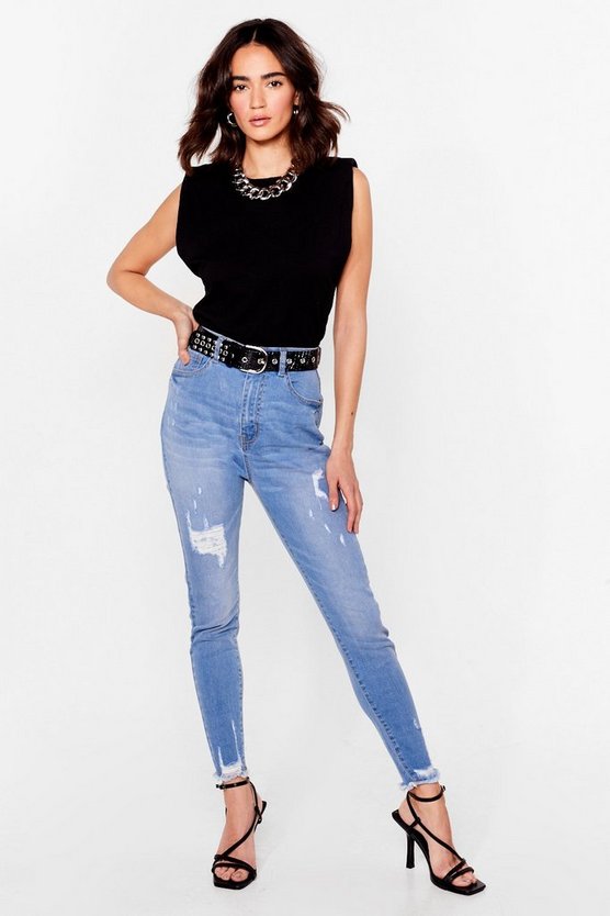 Hot Shredded Petite Distressed Jeans