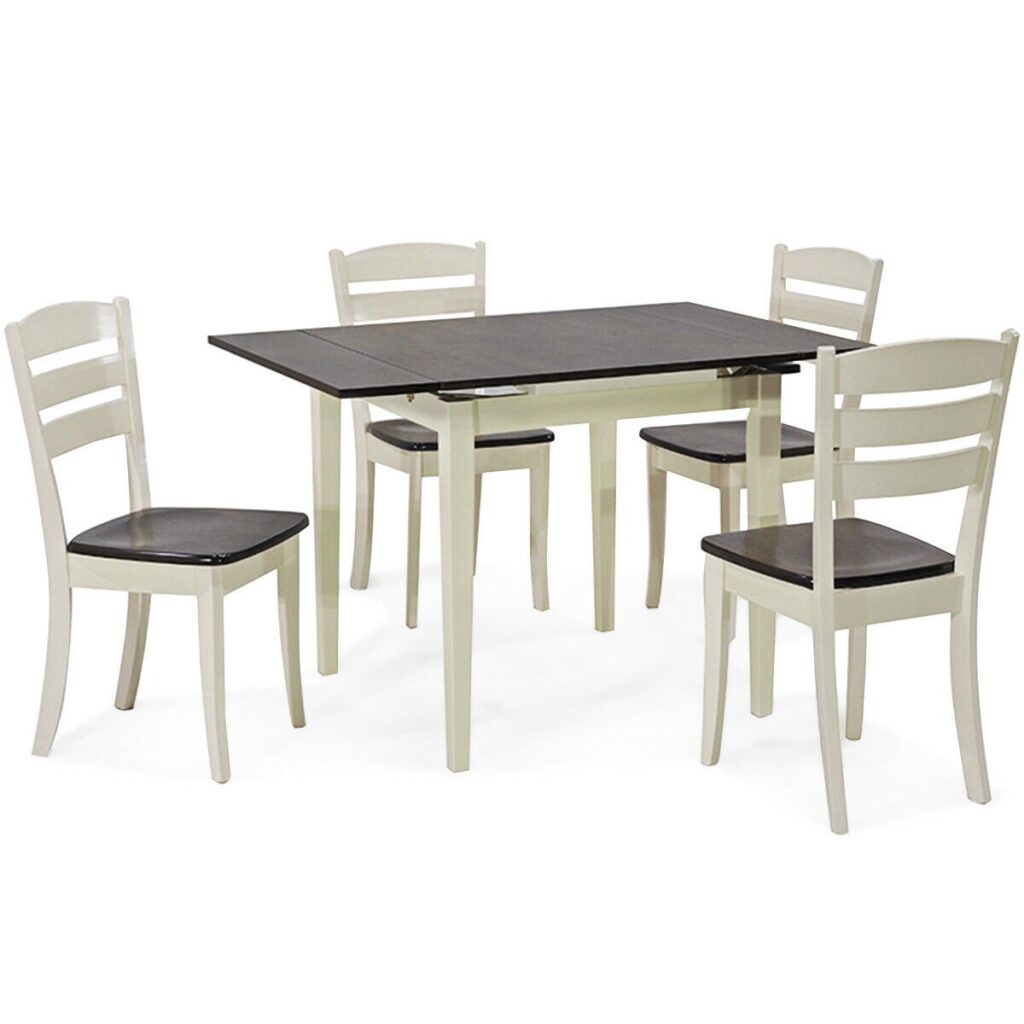 Extending 5 Piece Wood Dining Table Set