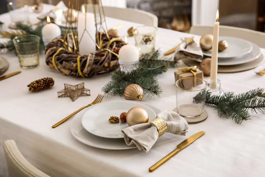 Christmas dinner table set